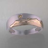 18K/sterling silver "land, sea, sun" band