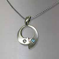 white gold blue diamond necklace