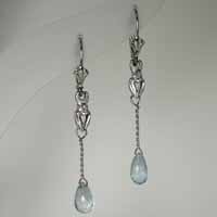 white gold aqua drop earrings