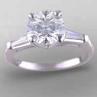 2 carats center diamond and baguettes on the sides engagement ring