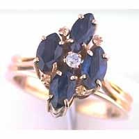 yellow gold sapphire and diamond ring