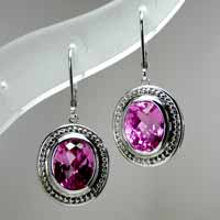 white gold and pink sapphires drop earrings